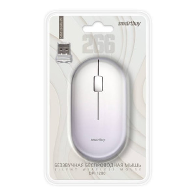 Мышь беспроводная SmartBuy 266AG, белый. Макс. dpi 1200. 3кн. Питание 1хАА.