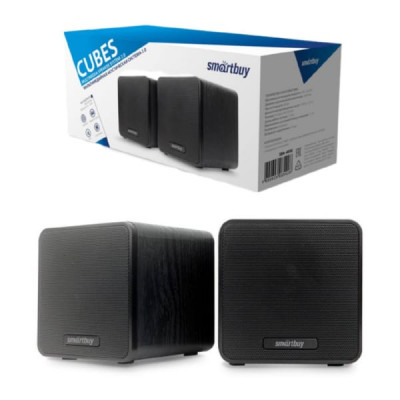 Активная колонка 2.0 Smartbuy CUBES, супер звук, дерево, 6Вт, черная (SBA-4650) (1/20)