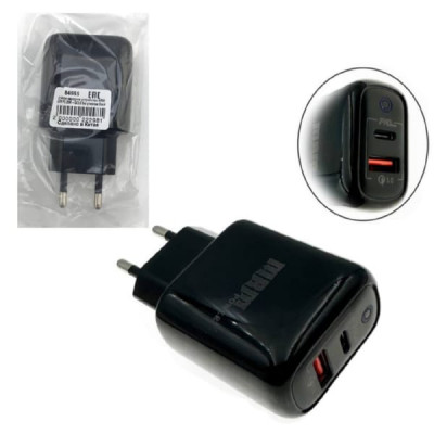 СЗУ-USB-USB-C MRM XQ75 PD20W+Q.C.3.0A Black, в блистере