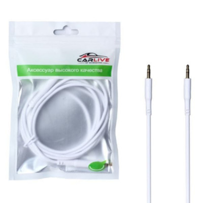 Кабель Аудио 3,5 Jack-3,5 Jack CARLIVE AX09 1м, White, в блистере