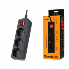 Удлинитель сетевой 3м 3 роз. POWERMATE, черный (PF-PM-3/3,0-B)