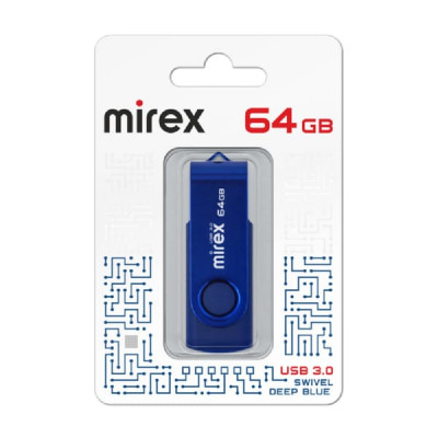 USB 3.0 флэш-диск 64Gb MIREX Swivel Deep Blue (ecopack)