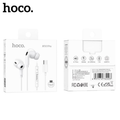 Гарнитура вакуумная HOCO M101 Pro Crystal sound, аудио разъем Type-C, White