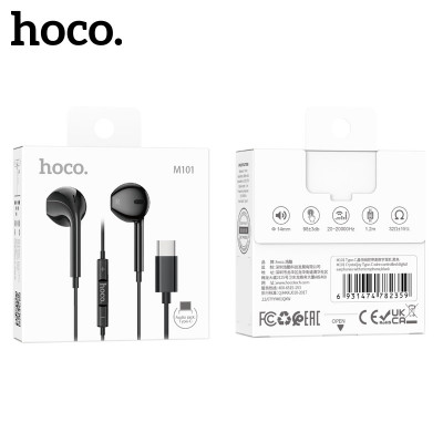Наушники вкладыши HOCO M101 Crystal joy, аудио разъем Type-C, Black