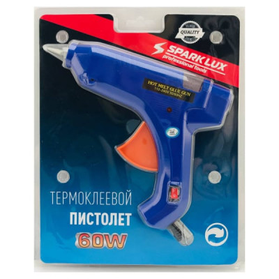 Пистолет клеевой SPARK LUX 60W с выключателем, на блистере, синий