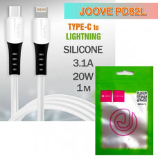 Кабель USB-C Lightning JOOVE PD82L 1м, 3.1A, 20W, силикон, White, в блистере
