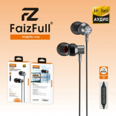 Гарнитура вакуумная FaizFull FN46 (Black-Silver) AUX разъём с МК длина 1.2м