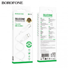 Кабель Type-C BOROFONE BX113 1м, 3А, силикон, White