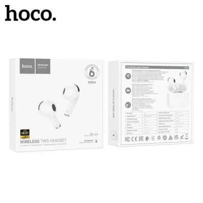 АКЦИЯ!!! Гарнитура вкладыши Bluetooth Hoco EW64 White. Продается КРАТНО 3шт!!! Емкость аккумулятора 35mAh. Емкость кейса 300mAh. Время зарядки 1 час, время использования 1,5 часа.