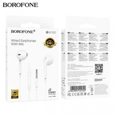 Гарнитура вкладыши BOROFONE BM100 White с микрофоном.  АКЦИЯ!!! КРАТНО 20шт!!!