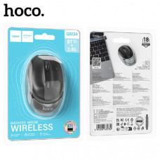 Мышь беспроводная HOCO GM34 2.4G+BT Black/Metal Gray. Значение DPI: 800-1200-1600. Споcоб подключения 2,4G+ Двойной режим BT. Вес: 54г. Размер: 100х65х31 мм.