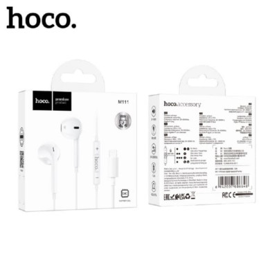 Гарнитура вакуумная HOCO M111 Primero, аудио разъем Lightning, White