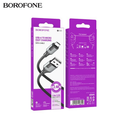 Кабель Micro USB BOROFONE BX101 1м, 2,4А, TPE, Black АКЦИЯ!!! Кратно 30 шт! 58225