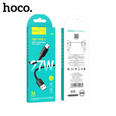 АКЦИЯ!!! Кабель Type-C HOCO X96 1м, 3A, 27W, TPE, Black. Продается КРАТНО 20 шт!!!!