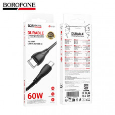 АКЦИЯ!!! Кабель USB-C/USB-C BOROFONE BX121 1м, 3A, PD60W, ПВХ, Black. Продается КРАТНО 30шт!!!