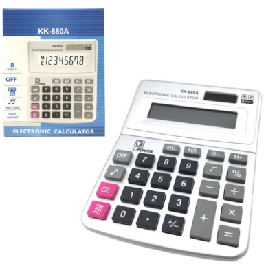 АКЦИЯ!!! Калькулятор KK-880А настольный, 8-разрядный. Продается КРАТНО 5шт!!!