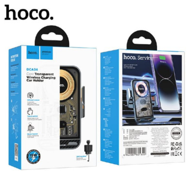 Держатель с беспроводной зарядкой HOCO DCA34 Silver на дефлектор АКЦИЯ!! Кратно 3 шт!