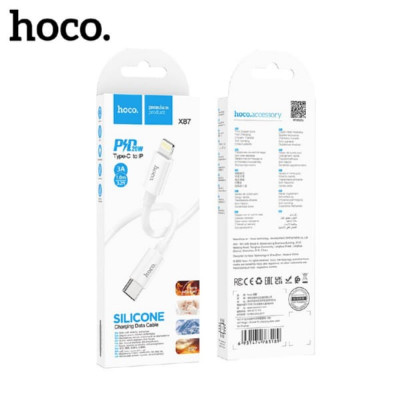 Кабель USB-C Lightning HOCO X87 1м, 3A, 20W, силикон, White