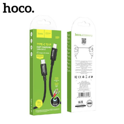 Кабель USB-C Lightning HOCO X89 1м, 3A, 20W, нейлон, Black