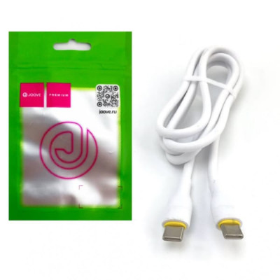 Кабель USB-C/USB-C JOOVE UG20 1м, 20W, силикон, White, в блистере