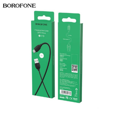 Кабель Micro USB BOROFONE BX19 1м, 2.4А, ПВХ, Black АКЦИЯ!!! Кратно 30 шт!
