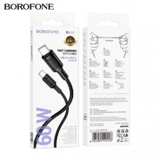 АКЦИЯ!!! Кабель USB-C/USB-C BOROFONE BX111 1м, 3A, 60W, ПВХ, Black. Продается КРАТНО 30шт!!!