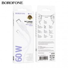 АКЦИЯ!!! Кабель USB-C/USB-C BOROFONE BX111 1м, 3A, 60W, ПВХ, White. Продается КРАТНО 30шт!!!