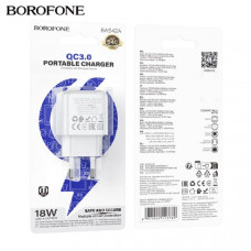 АКЦИЯ!!! СЗУ-USB BOROFONE BAS42A 18W, QC3.0 White Продается упаковкой (В упаковке 10 шт)