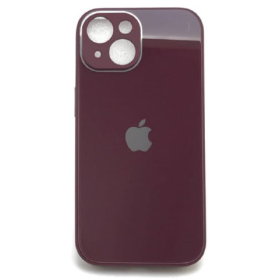 Чехол стеклянный iP 15 Glass Bordo