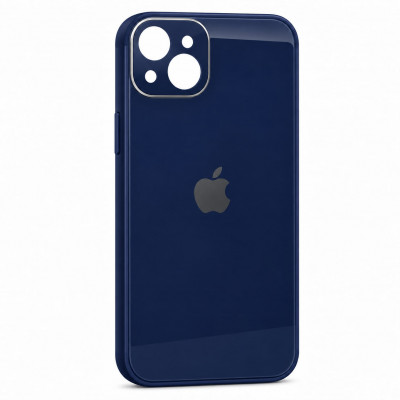 Чехол стеклянный iP 15 Glass Dark Blue