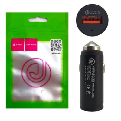АЗУ-USB JOOVE R-01, QC3.0, Black, металл, в блистере
