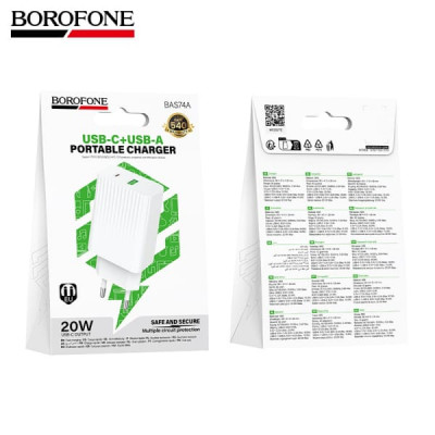 АКЦИЯ!!! СЗУ-USB-USB-C BOROFONE BAS74A QC3.0 18W, PD20W, White. Продается КРАТНО 5шт!!!
Выход USB-C: 20W + USB-A: 18W. USB-C+USB-A=5V/3A.