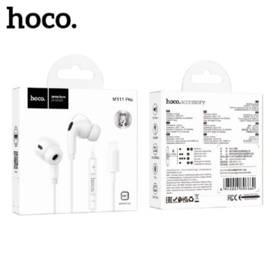 Гарнитура вакуумная HOCO M111 Pro Primero, аудио разъем Lightning, White. Кабель TPE, 1.2м.
