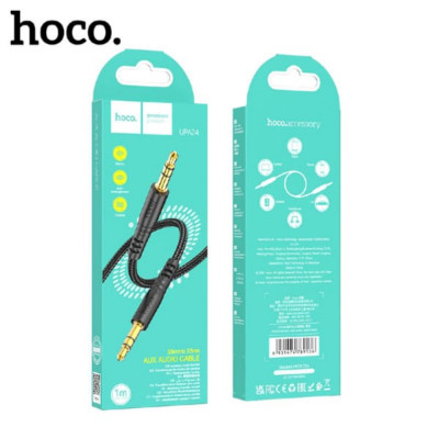 АКЦИЯ!!! Кабель Аудио 3,5 Jack-3,5 Jack HOCO UPA24 1м, нейлон, Black. Продается КРАТНО 20шт!!!