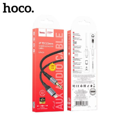 АКЦИЯ!!! Аудио переходник Lightning(AM)-Jack3,5(AM) HOCO UPA26 1м, Black. Продается КРАТНО 10шт!!!