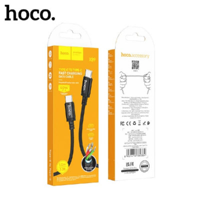 Кабель USB-C/USB-C HOCO X89 Wind 1м, QC 3.0A, 60W, нейлон, Black АКЦИЯ!!! Кратно 20 шт!