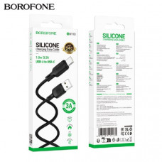 АКЦИЯ!!! Кабель Type-C BOROFONE BX113 1м, 3,0А, Black, силикон. Продается КРАТНО 30шт!!!