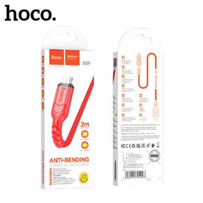 Кабель Micro USB HOCO X59 Victory 2м, 2.4A, шнуровой, Red АКЦИЯ!!! Кратно 20 шт!