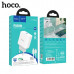 АКЦИЯ!!! СЗУ-USB-C (Type-C)-Type-C HOCO C104A 1м, 3.0A, PD20W+QC3.0, White. Продается КРАТНО 3шт!!!