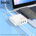 АКЦИЯ!!! Адаптер сетевой 4USB-USB-C HOCO C114A QC3.0 PD65W, White. Продается КРАТНО 3шт!!!