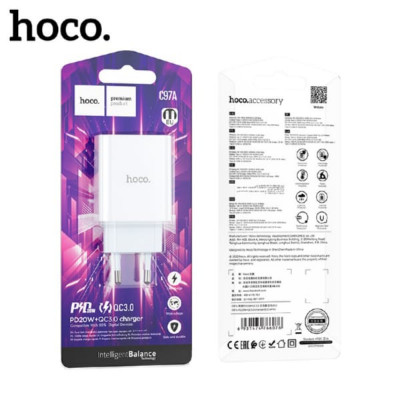 АКЦИЯ!!! СЗУ-USB-C HOCO C97A PD20W 3.0A, White. Продается КРАТНО 3шт!!!