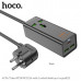 АКЦИЯ!!! Универсальный сетевой фильтр Hoco AC9A Black 1 розетка, 2USB порта, 1PD30W+USB18W, 2500W, длина шнура 1.5м. Огнестойкий материал для ПК. Продается КРАТНО 2шт!!!