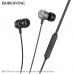 Гарнитура вакуумная BOROFONE BM93 Metall Gray с микрофоном, без рег.громкости, кабель 1,2м.