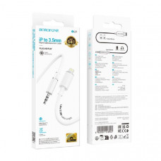 Аудио переходник Lightning(AM)-Jack3,5(AM) Borofone BL21 1м, TPE, White