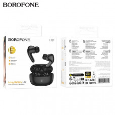Гарнитура вакуумная Bluetooth Borofone FQ1 Black. Емкость батареи: 320mAh зарядный чехол, 40mAh гарнитура. Время работы: 7 ч. Активация голосового помощника. Размер: 60х51х27мм; вес: 34,4г.
