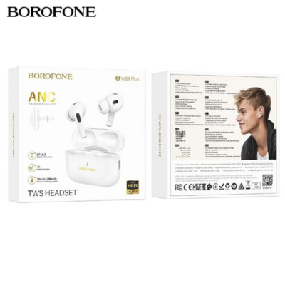 Гарнитура вакуумная Bluetooth Borofone BW59 Plus White с шумоподавлением. Емкость батареи: зарядный чехол 300mAh; гарнитура 30mAh. Время работы: 4 ч. Поддержка переключения ведущий-ведомый.