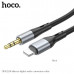 Аудио переходник Lightning(AM)-Jack3,5(AM) HOCO UPA22 1м, силикон, Black