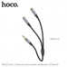 Разветвитель AUX 2х3,5 Jack (мама) - 3,5 Jack (папа) HOCO UPA21 Metal Gray,  длина 25см.