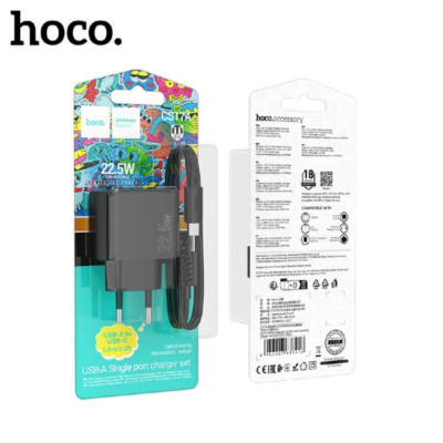 СЗУ-USB Type-C HOCO CS17A 1м, 3.0A, 22,5W, Black