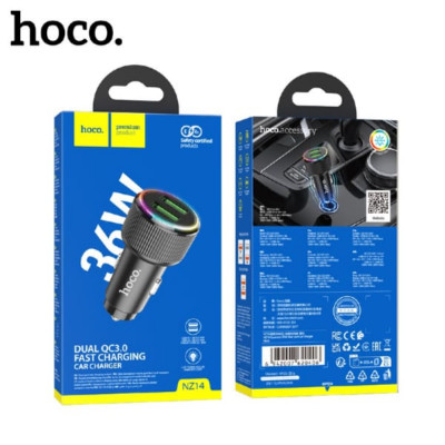 АЗУ-2 USB HOCO NZ14 36W (18W+18W), Black
DC 12-24V. USB-A1 18W Max + USB-A2 18W Max = 36W Max